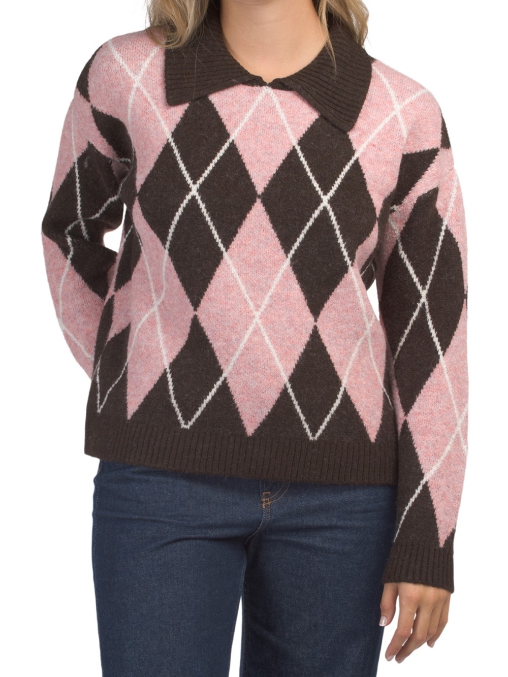 Sincerely Jules Argyle Collared Sweater
